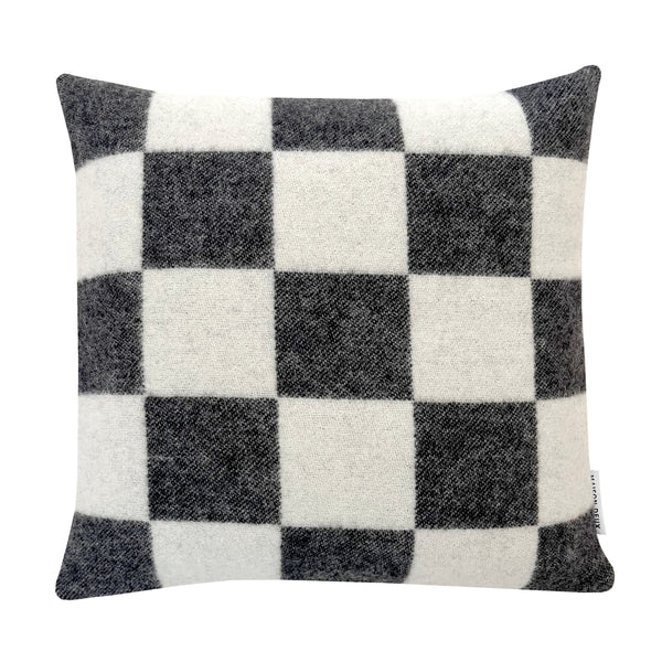 Checkerboard wool cushion