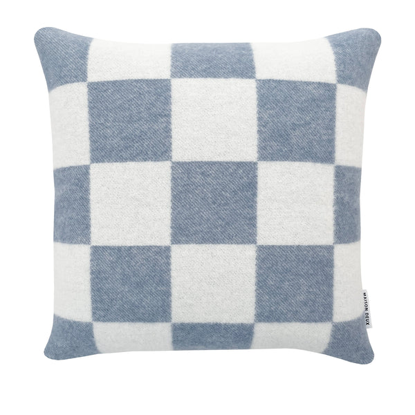 Checkerboard wool cushion