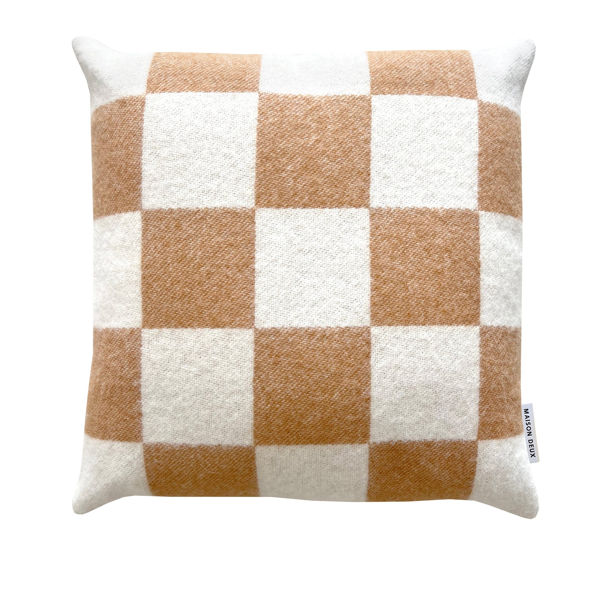 Checkerboard wool cushion