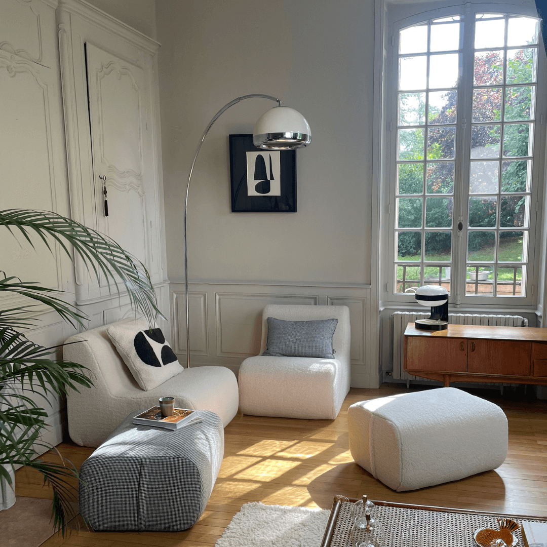 Coussin In the moon.écru/noir 50x50cm