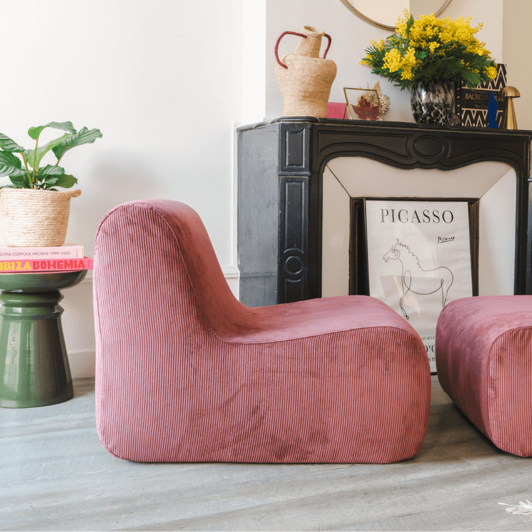Fauteuil bordeaux clair