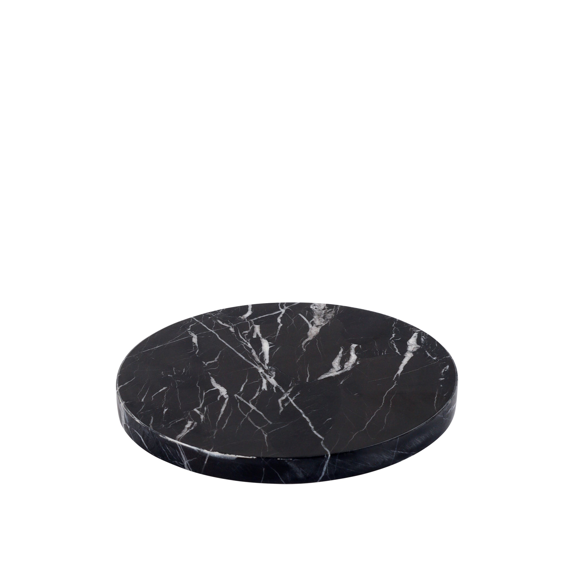 Black marble round tray