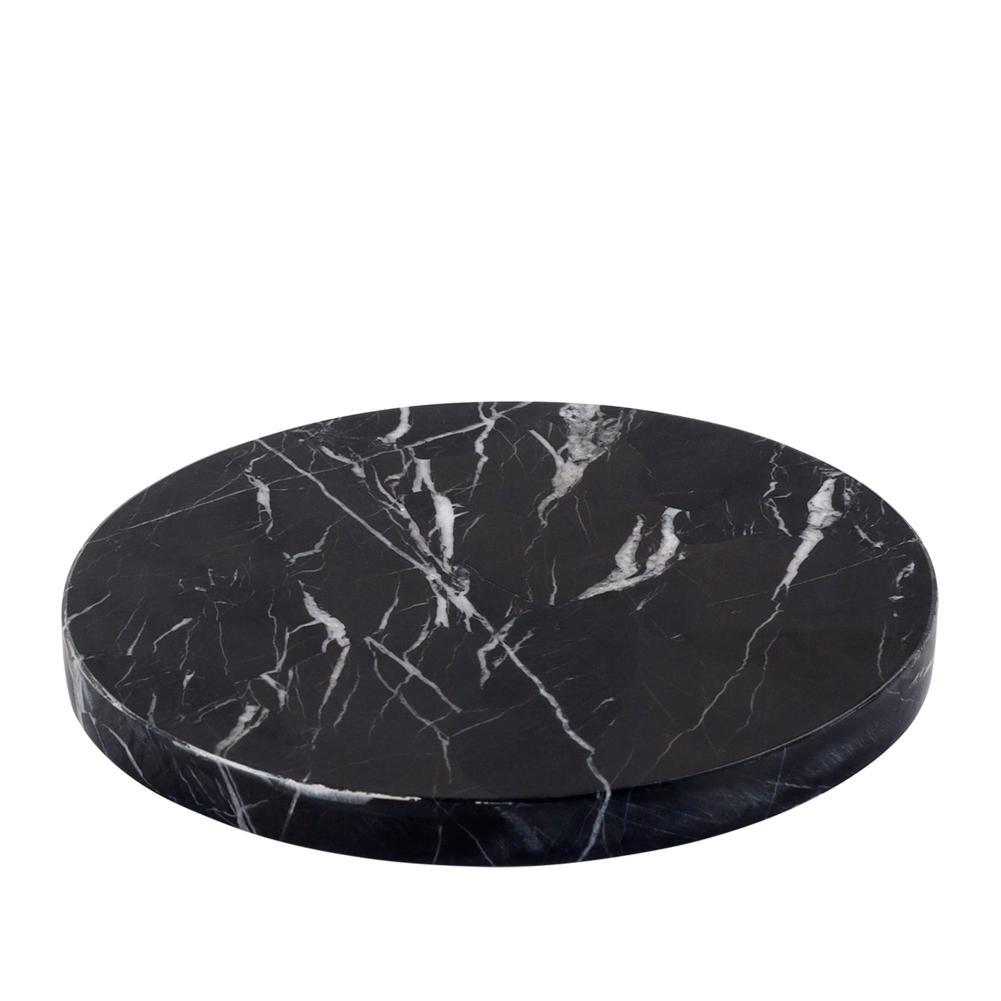 Black marble round tray