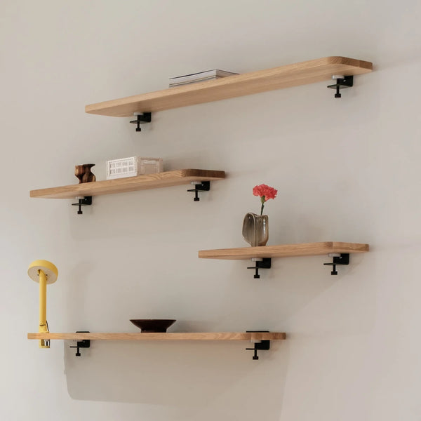 BRACKET wall shelf - solid oak - 60 to 90cm