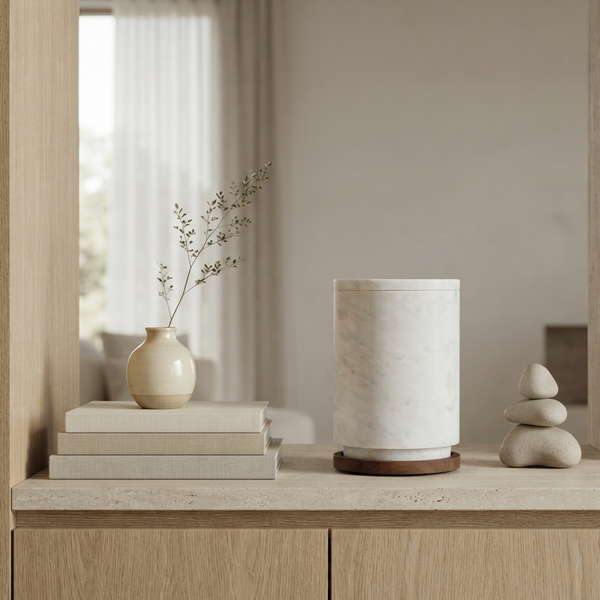 Linea natural stone memorial urn