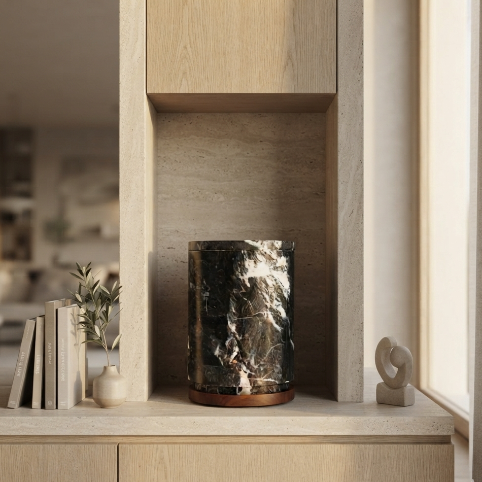 Linea natural stone memorial urn
