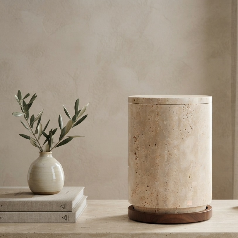Linea natural stone memorial urn