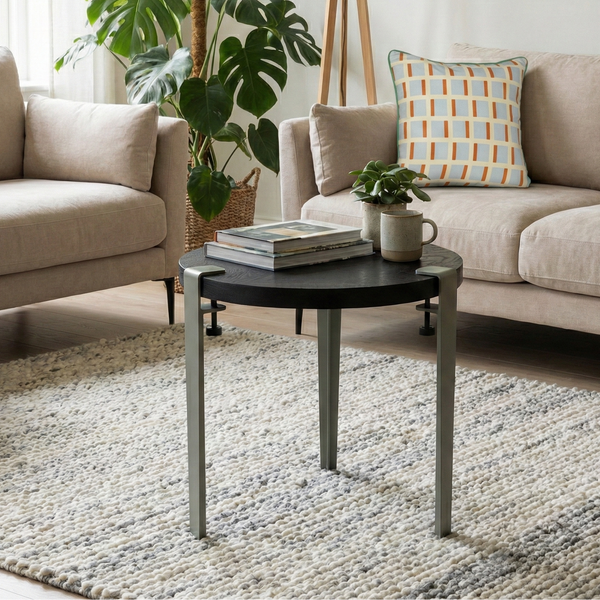 Round coffee table – recycled solid ash wood