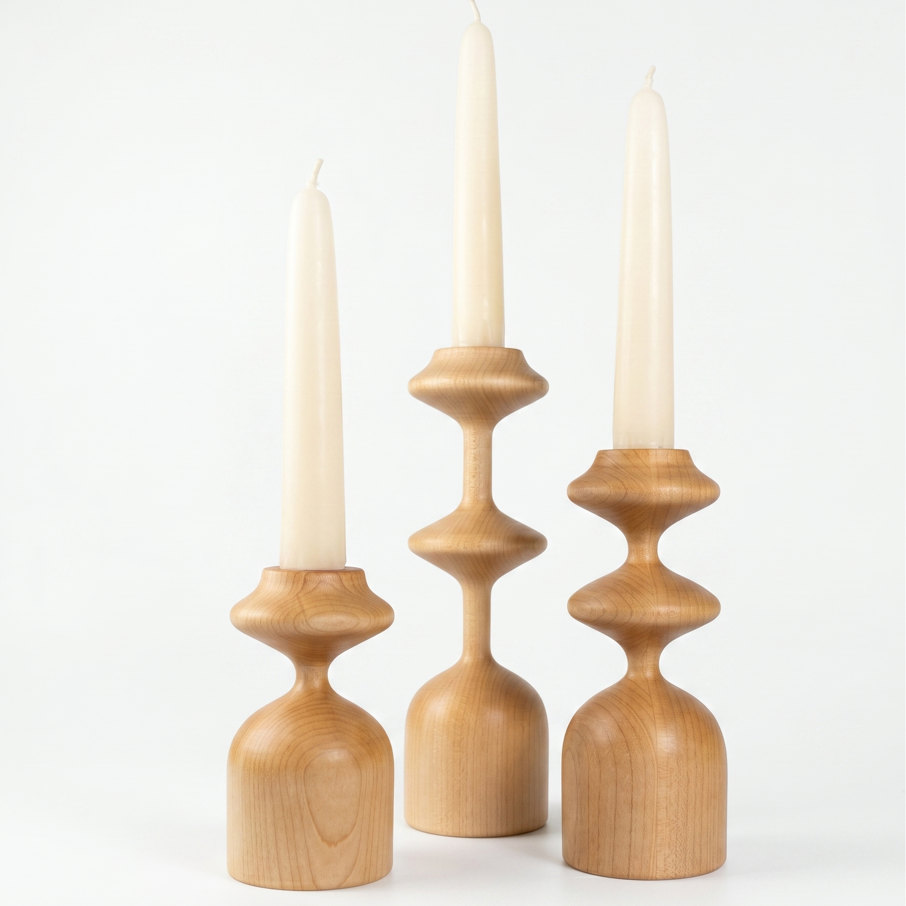 Gisèle set – 3 wooden candle holders