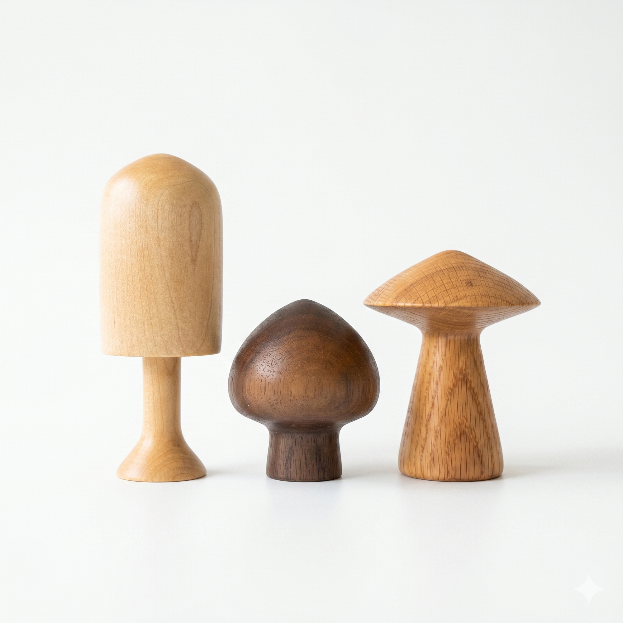 Ensemble de 3 champignons en bois