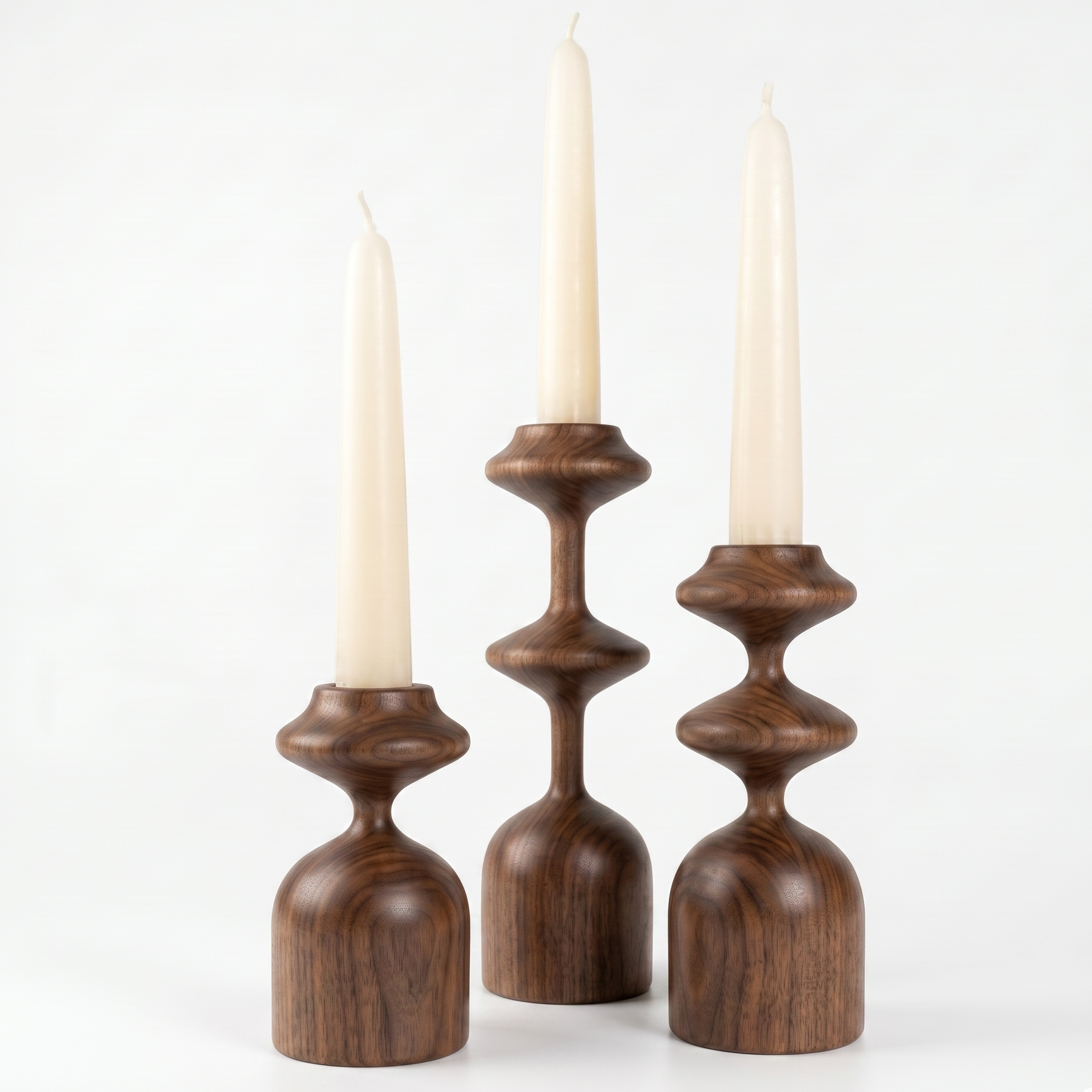 Ensemble Gisèle – 3 bougeoirs en bois