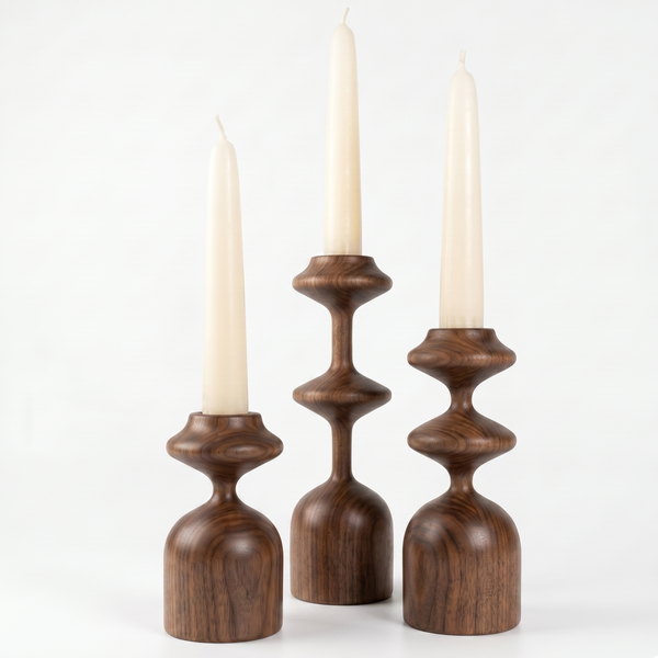 Ensemble Gisèle – 3 bougeoirs en bois