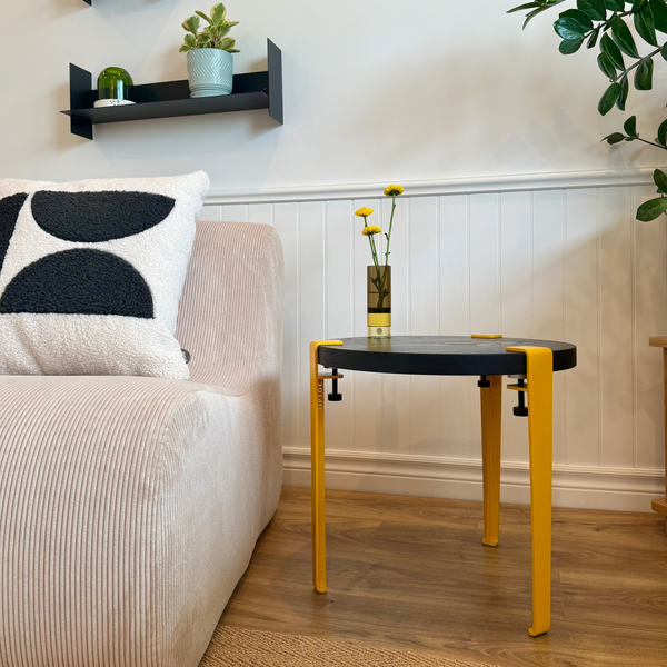 Round coffee table – recycled solid ash wood