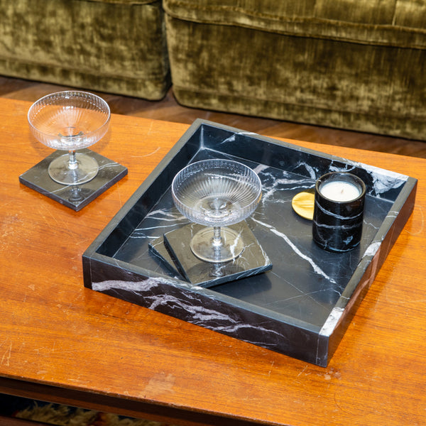 Black marble coasters