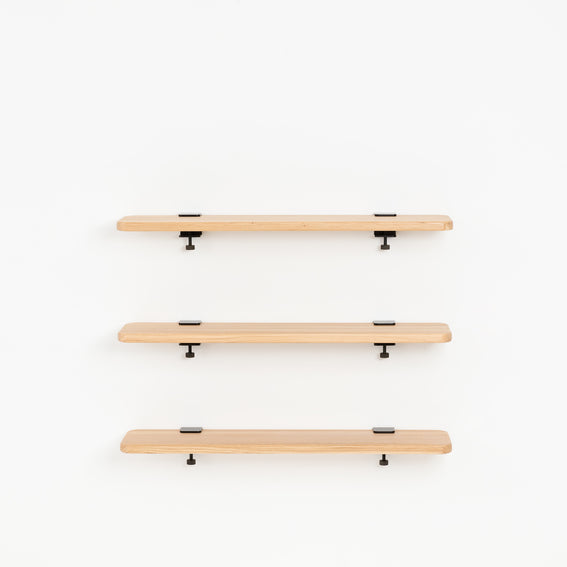 Set of 3 BRACKET wall shelves - solid oak - 90cm 