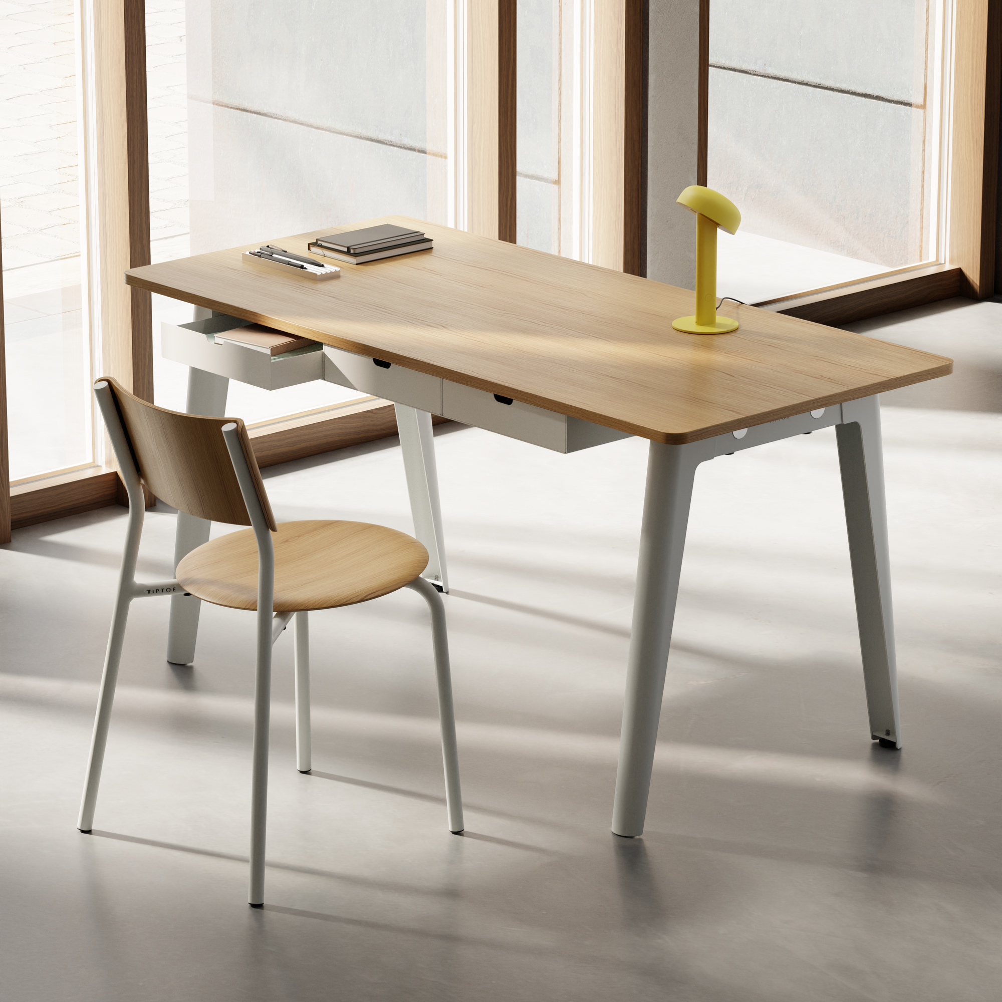 Bureau avec bloc de rangement NEW MODERN – bois éco–certifié