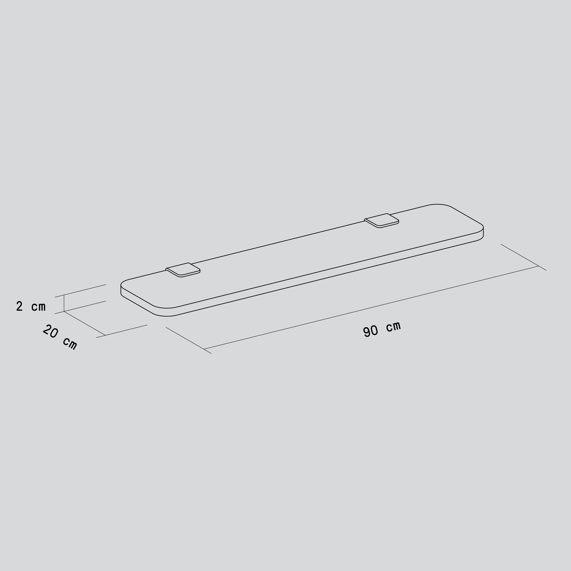 BRACKET wall shelf - solid oak - 60 to 90cm
