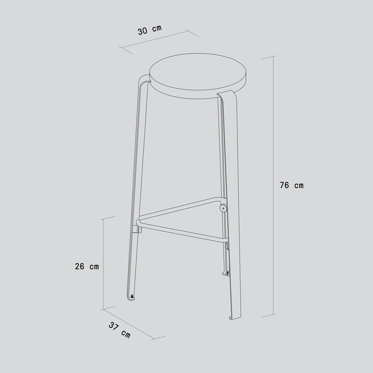 Tabouret de bar LOU - chêne massif
